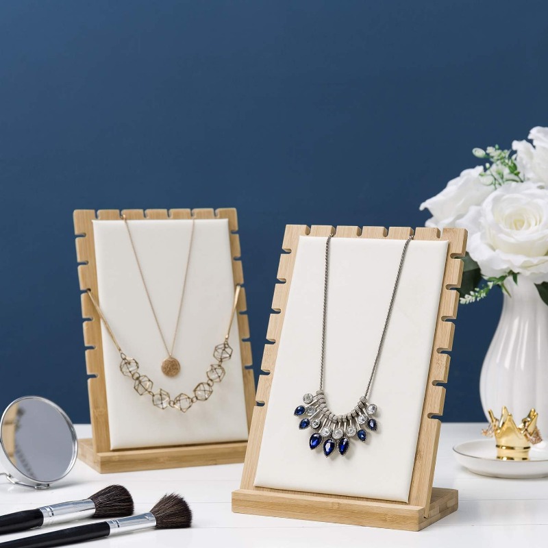 2pcs Wooden Diagonal Necklace Display Rack